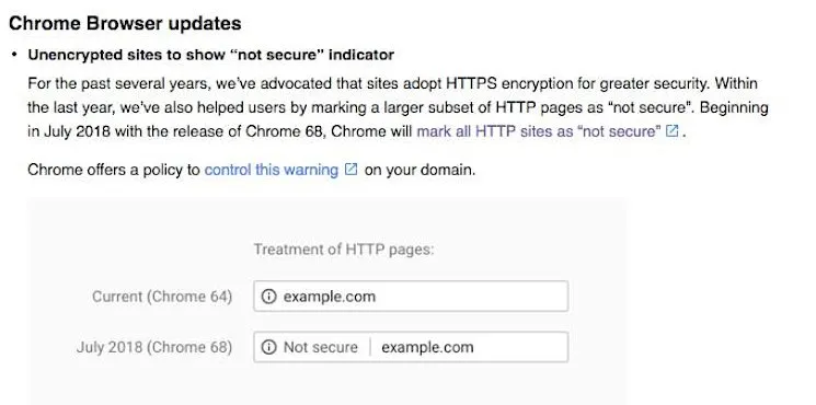 google chrome warning