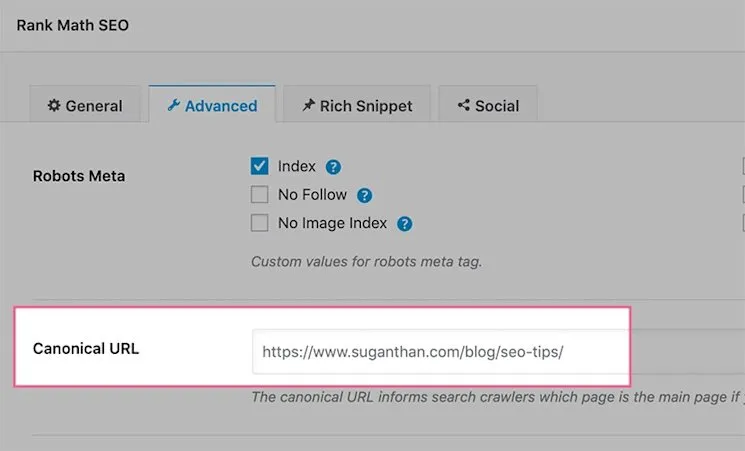 Canonical URL tag